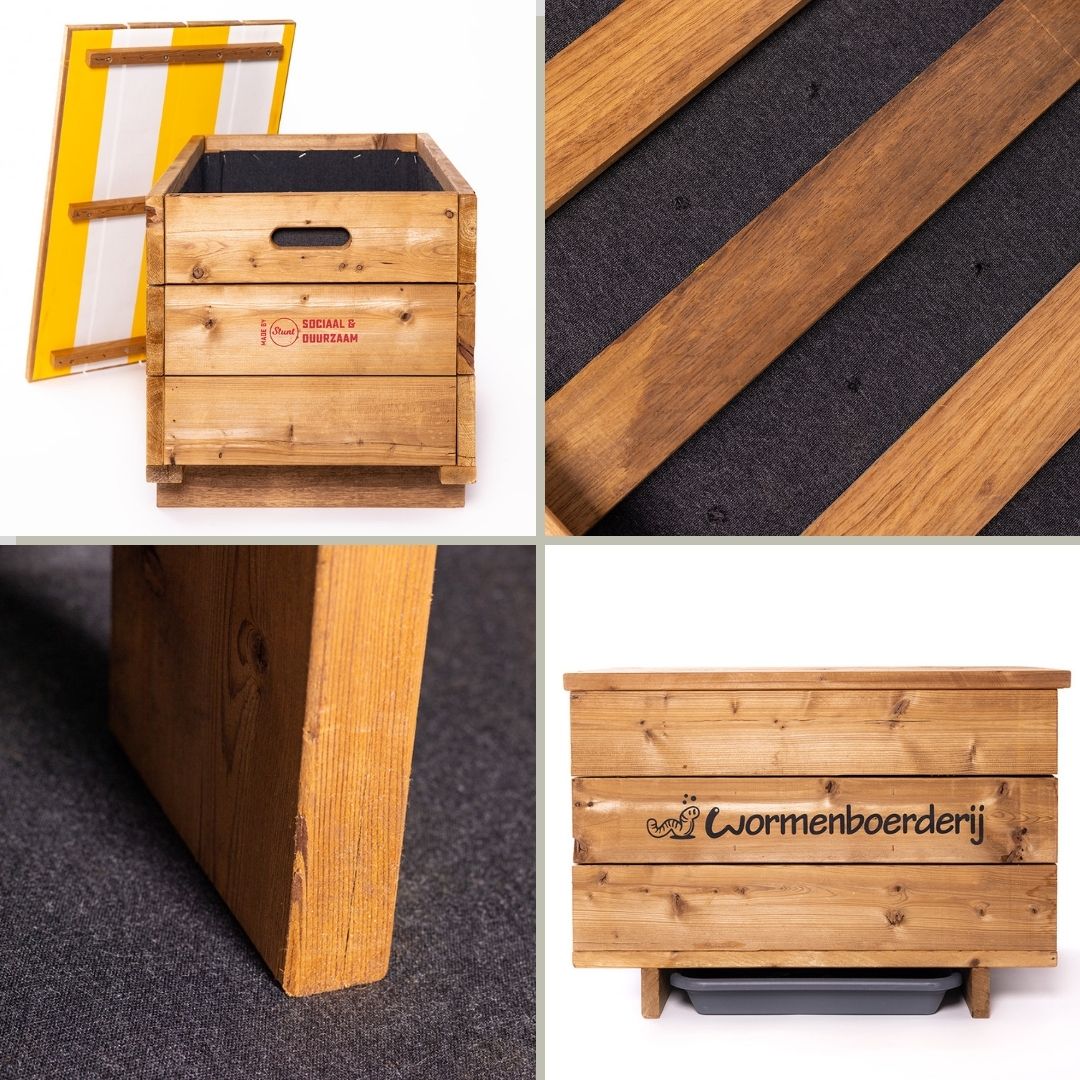 Wormenboerderij productafbeelding wormenhotel wormenbak van hout